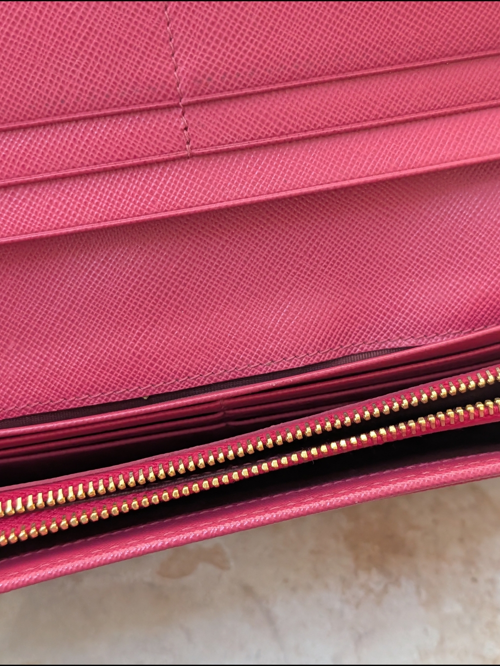 Prada Pink Saffiano Leather Bow Continental Wallet with COA EUC - Picture 9 of 11